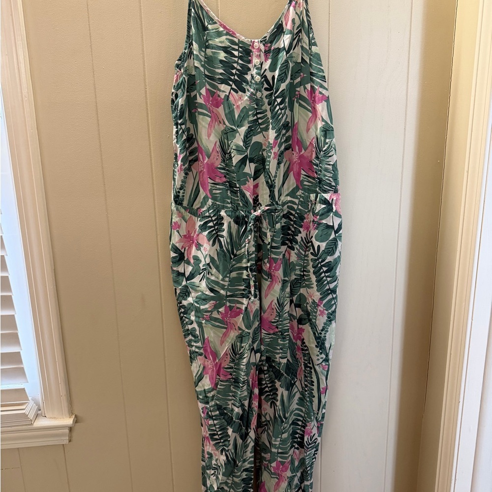 Resortwear Tropical Green and Pink Jumper Minimalist Casual - Picture 3 of 4